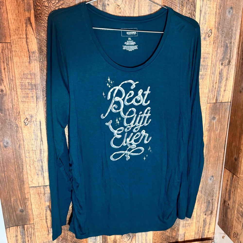 Sonoma‎ Blue Fitted Long Sleeve Maternity T-Shirt